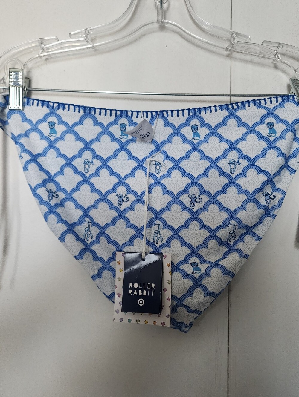 Roller Rabbit Target Reversible Bikini Bottom Nwt XL Blue White Print Swim